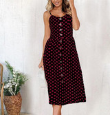 Midi Button Backless Beach Casual Sundress