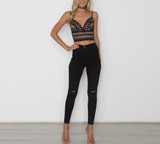 Sexy lace detail bralet crop top