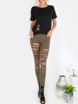 Ladder cutout distressed tshirt