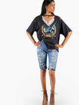 "Beyond" distressed v neck tshirt