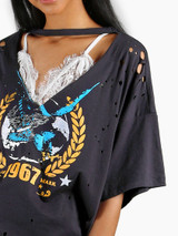 "Beyond" distressed v neck tshirt