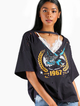 "Beyond" distressed v neck tshirt