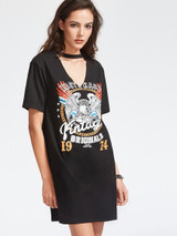 East original retro choker distressed tshirt dress