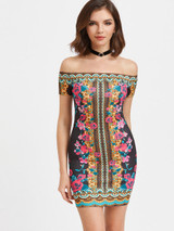 Sexy "bimi" off the shoulder mini bodycon dress