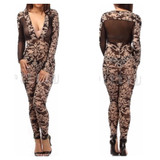 "Fantasy" floral sheer bodycon jumpsuit