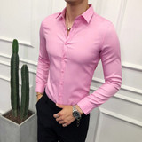 Long Sleeve Solid Formal Business Shirt Slim Fit