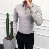 Long Sleeve Solid Formal Business Shirt Slim Fit