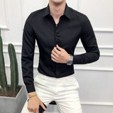 Long Sleeve Solid Formal Business Shirt Slim Fit