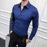 Long Sleeve Solid Formal Business Shirt Slim Fit