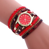 women quartz bohemian style weave leather bracelets wrest watches
