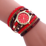 women quartz bohemian style weave leather bracelets wrest watches