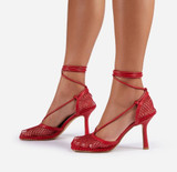Mesh Lace-up Heels