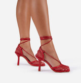 Mesh Lace-up Heels