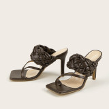 Quilted Square Toe Sandals