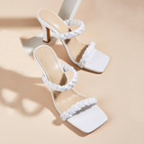 Quilted Square Toe Sandals