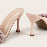 Quilted Diamante Square Toe Sandals