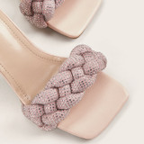 Quilted Diamante Square Toe Sandals
