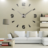Large Wall Clock Quartz 3D DIY Big Decorative Kitchen Clocks Acrylic Mirror Stickers Oversize Wall Clock Home Letter Home Decor
