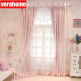 Korean pastoral pink blackout Princess curtains for girls kids Living room bedroom windows