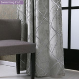 Silver Jacquard Chenille Blackout Curtains Drape For Bedroom Home Deco Curtain Blind Window Treatment Curtain For Living Room
