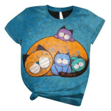 T Shirt Women Harajuku Tops Plus Size Women Short Sleeve 3D Cartoon Cat Printed O-Neck Tops Tee T-Shirt Camisetas Mujer футболка