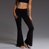 NEW Fashion Flare Pants Women High Elastic Waist Bell-Bottom Long Trousers Skinny Casual Solid Dance Skinny Pants Freeship брюки