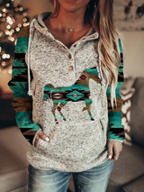 Tribal Horse Print Hoodie Sweatshirt