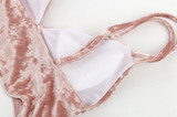 Set Women's Sexy Velvet High Waist Bikini V Neck