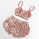 Set Women's Sexy Velvet High Waist Bikini V Neck