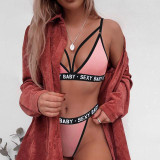 Fashion Letter Patchwork Transparent Bra