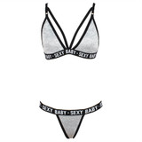 Fashion Letter Patchwork Transparent Bra