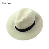 DeePom Panama Hat Summer Sun Hats for Women Man Beach Straw Hat for Men UV Protection Cap chapeau femme 2020 Folding Korean Jazz