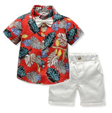 Tem Doger  Boys Clothes Shorts Sleeve Floral Shirt+Shorts 2PCS Outfits