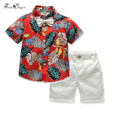 Tem Doger  Boys Clothes Shorts Sleeve Floral Shirt+Shorts 2PCS Outfits