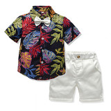 Tem Doger Boy Boys Clothes Floral Tie Shirt+Shorts 2PCS Outfits