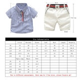 Tem Doger Little Boys Summer Outfits Stripe Short Sleeve Shirts + White Shorts 2 Piece