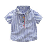 Tem Doger Little Boys Summer Outfits Stripe Short Sleeve Shirts + White Shorts 2 Piece