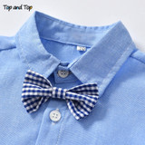 Baby Boys Formal Clothing Set Bow Tie Long Sleeve Shirt +Suspenders Pants