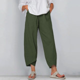 Women Casual Harem Pants Summer Elastic Waist Wide Leg Pants Vintage Floral Printed Trousers Female Loose Pantalon Plus Size