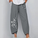 Women Casual Harem Pants Summer Elastic Waist Wide Leg Pants Vintage Floral Printed Trousers Female Loose Pantalon Plus Size
