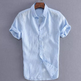 Summer Casual Shirts for Men Short Sleeve Linen cotton Shirt Masculina Camisa Slim Fit Male Blouse Homme Chemise Plus Size Men