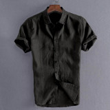 Summer Casual Shirts for Men Short Sleeve Linen cotton Shirt Masculina Camisa Slim Fit Male Blouse Homme Chemise Plus Size Men