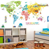 Animal Cartoon World Map Wall Stickers