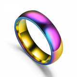 Men Women Rainbow Colorful Titanium Steel Wedding Band Ring Width 6mm