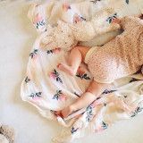 Red Flower Pattern Swaddle Blanket