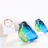 Blue And Green Handmade Blown Glass Bird