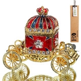 Hand Painted Trinket Box Enameled Crown Pumpkin Carriage