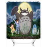Cute Cat Shower Curtain Custom Cartoon Pattern 3D Print Bathroom Curtain