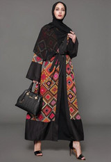 Opened abaya flower printed Robe