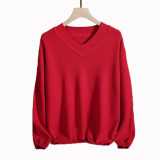 Warm Sweaters And Pullovers Long Sleeve Soft V-neck Ladies Knitted Sweater Women's Jumpers Autumn Winter